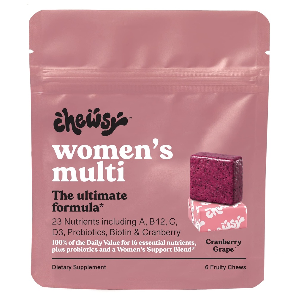 Chewsy - Vrouwen Multivitamine Kauwen - Immune en Energie Ondersteuning, Vitaminen C, B12, A, D, E, Foliumzuur, Probiotica, Biotine - 6-daagse levering