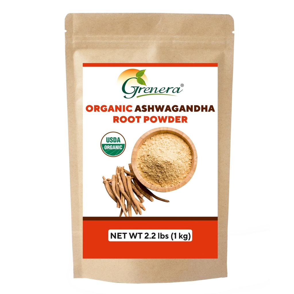 Grenera poudre biologique Ashwagandha 2,2 lbs (35.2 Ounce) (Withania somnifera) - biologique, végétalien, certifié Kosher