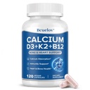 4-in-1 Calcium with Vitamin D3 K2 B12 Supplement for Women & Men | Calcium Citrate 600mg with D3 K2 Vitamin 5000 IU for Bone and Everyday Vitality Support - 120 Capsules