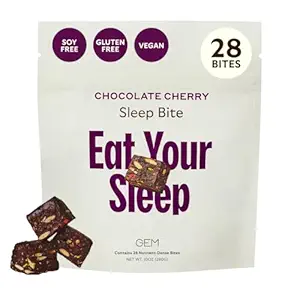 GEM Natural Deep Sleep Aid Nighttime Bite, Melatonine Sans et non-Habit Forming with L-Theanine, Magnésium, Extrait de racine valériane, Cerise de chocolat à base de plantes terrestres (28 portions)
