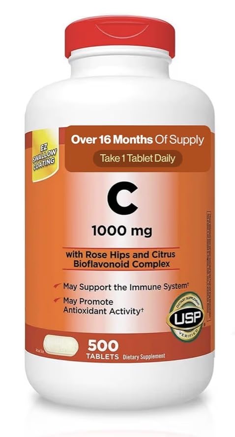 Extra Strength Vitamin C 1000 mg, 500 Count, Immune & Antioxidant Support, Daily Dietary Supplement
