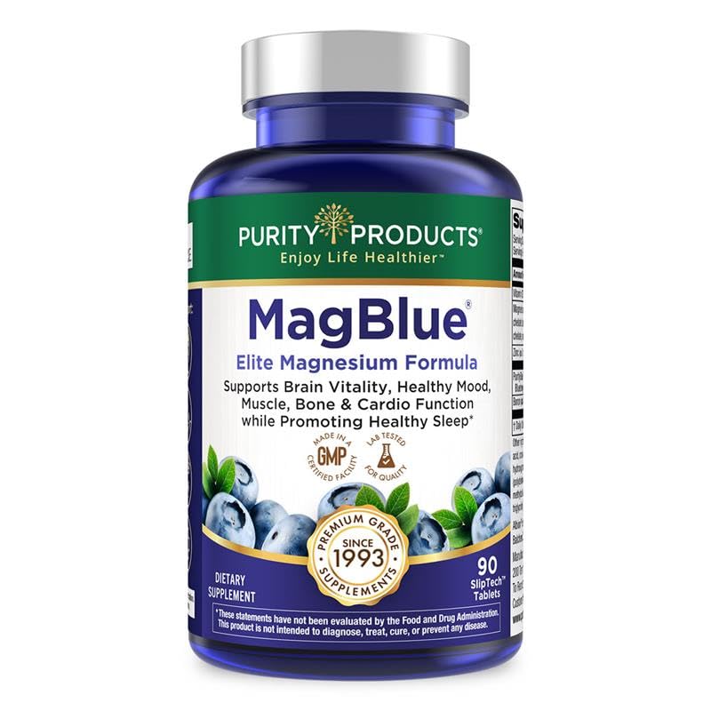 Purity Products MagBlue - Magnesium Bisglycinate Buffered & More - 90 Tablets