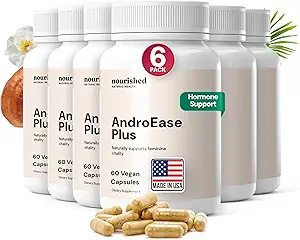 Nourished AndroEase Plus - Supplément d'équilibre naturel pour les femmes - Formule végétalienne avec Zinc & Saw Palmetto -360 Capsules pour le bien-être quotidien et la vitalité - Fabriqué aux États-Unis
