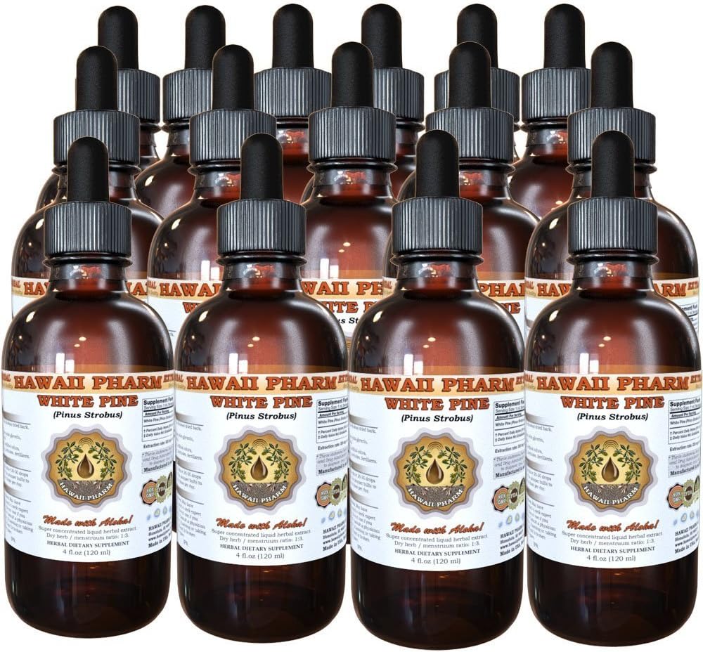 White Pine Liquid Extract, White Pine (Pinus Strobus) Bark Powder Tinctuur, Kruidensupplement, Hawaii Pharm, Made in USA, 15x4 fl.oz