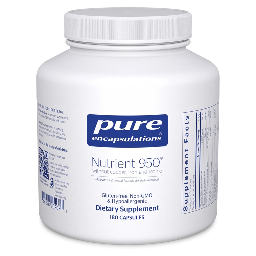 Pure Encapsulations Nutrient 950 Without Copper, Iron, & Iodine | Antioxidant Multivitamin and Mineral Supplement to Support Optimal Health and Physiological Functions* | 180 Capsules