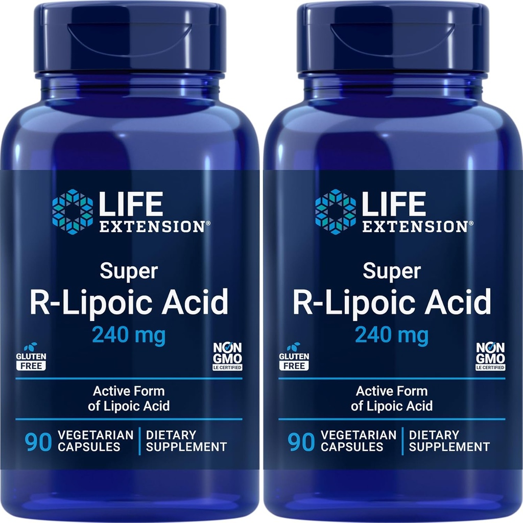 Levensverlenging Super R-Lipoïnezuur 240 mg, 90 Veg Capsules (verpakking van 2)