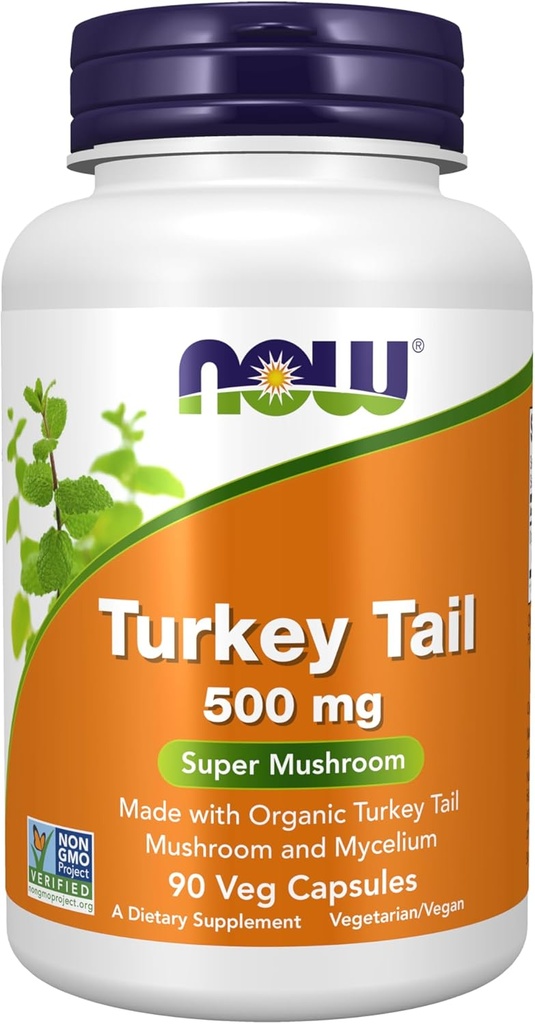 NU Foods Supplementen, Turkije staart 500 mg, Super Paddestoel, Gemaakt met biologische Turkije staart paddo en Mycelium, 90 Veg Capsules