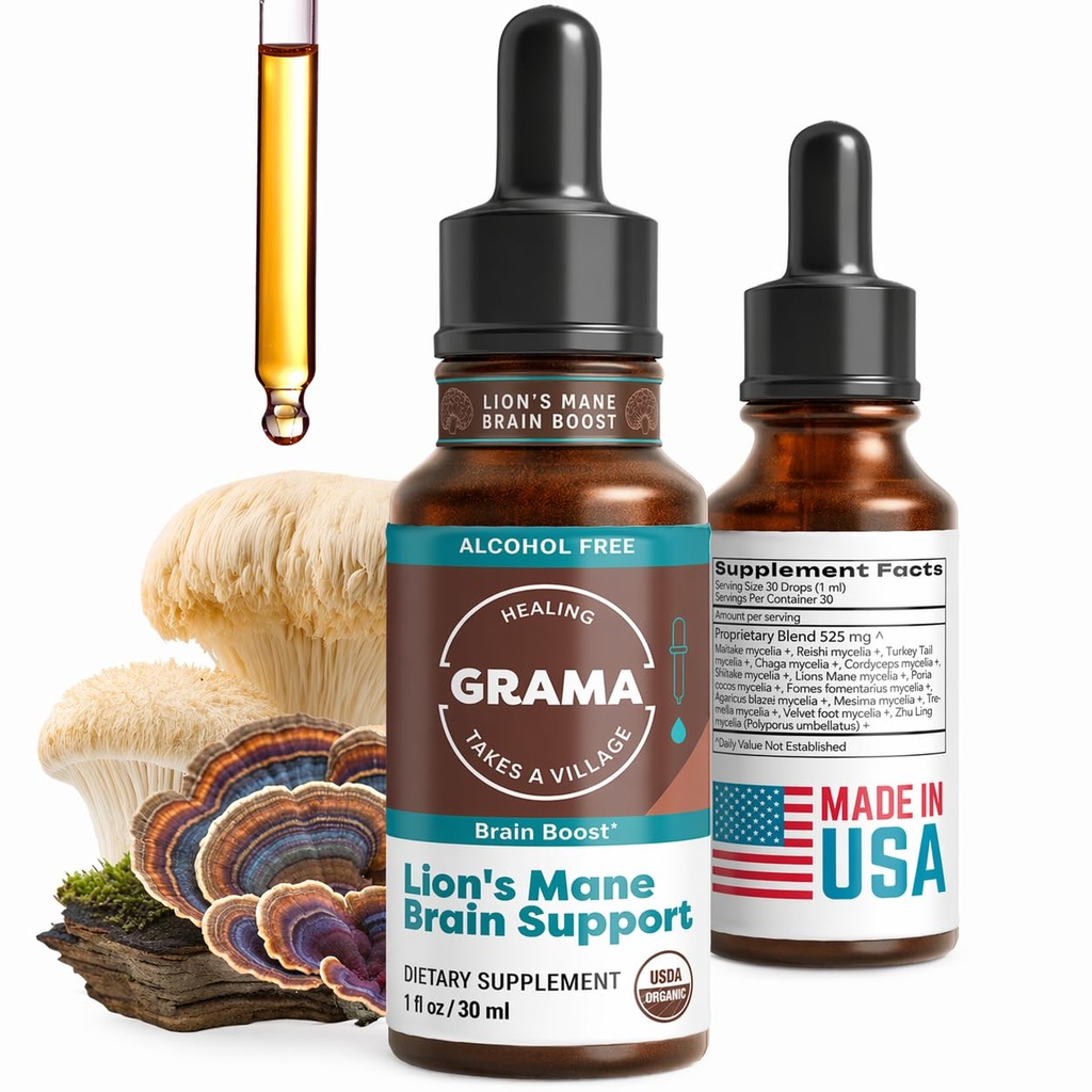 Wellness USDA Organic Mushroom Immune Liquid Drops – Mushroom Tincture Extract for Focus, Memory & Mood – Alcohol-Free Mushroom Immune Supplement, Fruiting Body, Vegan, Non-GMO, 1 fl oz