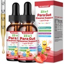 23-in-1 Parasite Cleanse for Humans & Kids, Liquid Drops with Black Walnut, Wormwood, Zeolite, Chlorella & 10B Probiotics, Supports Digestive Health Detox, Strawberry Flavor, 4 Fl Oz