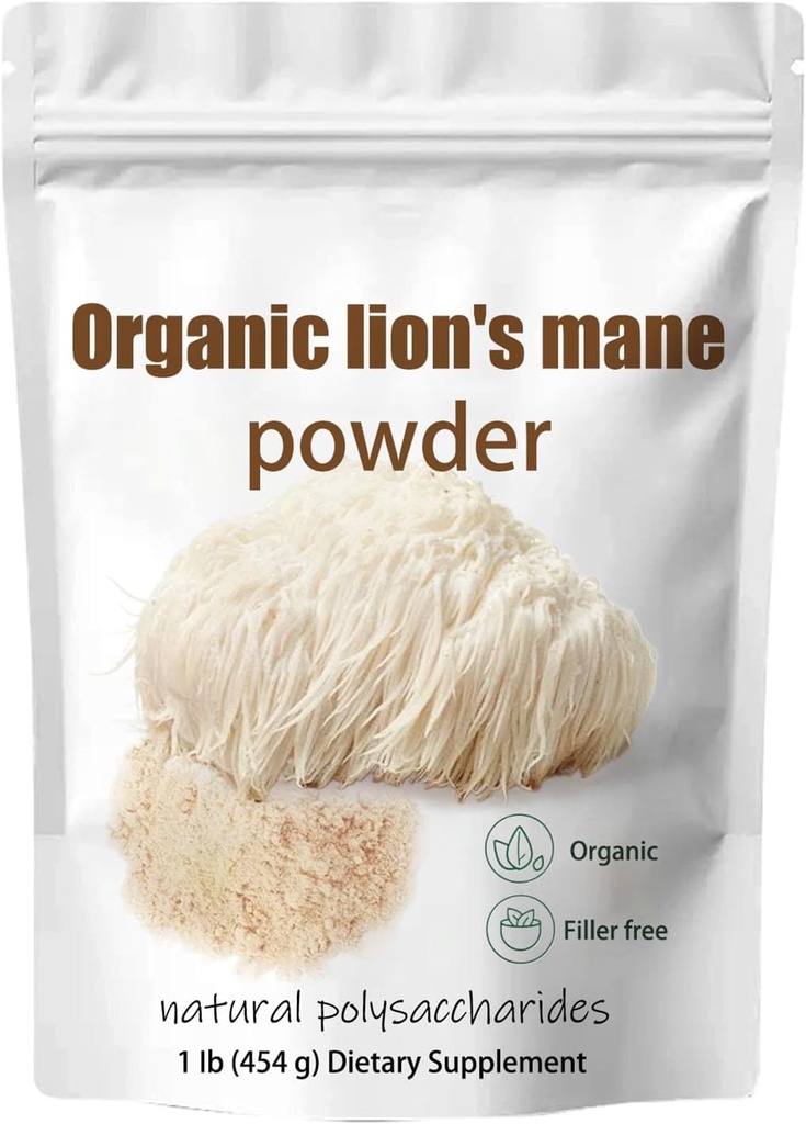 Poudre de champignons de la Mane Lion biologique - Lions La Mane Supplément de champignons Extrait de poudre