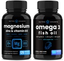 NutraChamps Magnesium Zink & Vitamine D3 Capsules en Omega 3 Fish Oil Capsules 2 Pack Bundle