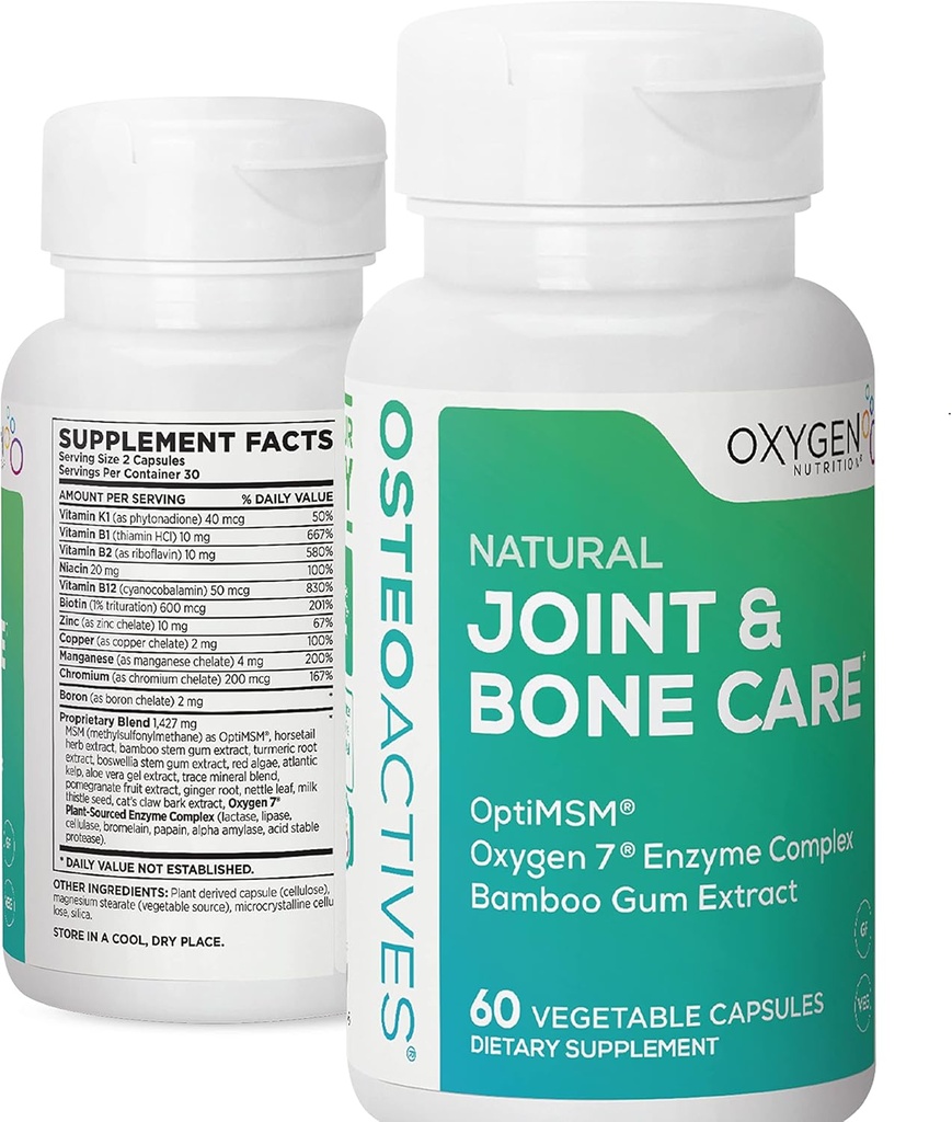 Zuurstof Voeding OsteoActiveert Formula All-Natural Dietary Ondersteuning voor gewrichten, botten en connectieve weefsels - 60 Tel pil Fles- Plantaardige Capsules (Verpakking mei Vary)