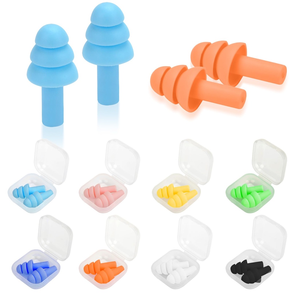 Ear Plugs for Swimming,Sleeping Noise Cancelling,Snoring,Shoting,Working, Reusable Silicone Earplugs, Super Soft Ear Plug for Noise Reduction, Ears Protection (8 Colors)