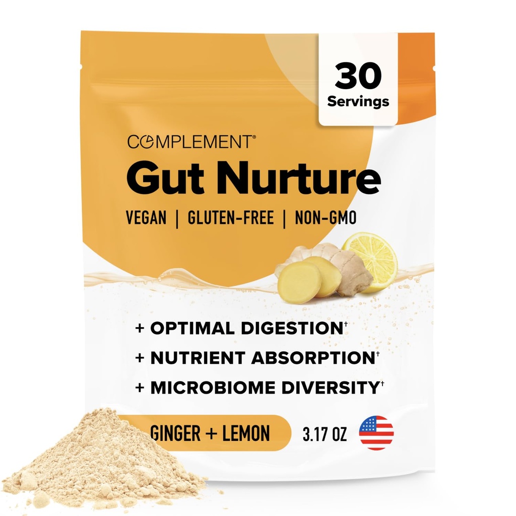 Complement Gut Nurture Prebiotic + Postbiotic Superfood Powder for Leaky Gut Repair, Probiotics for Digestive Health - Gemberwortel - 30 porties