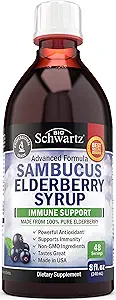 Sirop de baies de sureau pour les enfants et les adultes - Soutien immunitaire naturel avec du zinc et de la vitamine C Plus 10x Sureau de Sambucus concentré - Blueberry Pancake Flavor - Sans gluten, multiminéraux non OGM - 8oz
