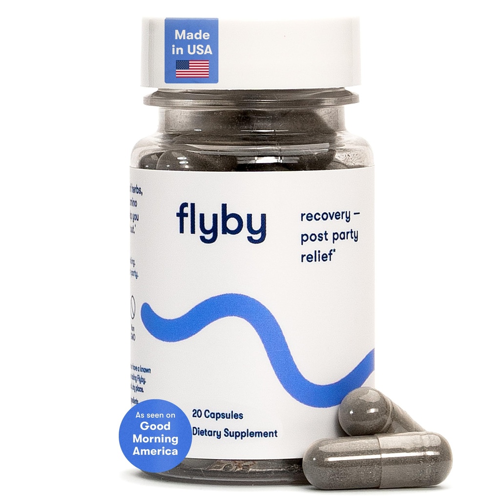 Flyby Recovery Supplement - All The Hang, Without The Over!TM - met melkdistel, vitamine C, geactiveerde Charcoal, en Apple Cider Vinegar - Pre & Post Drink Formule (20 Tellen)