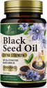 Huile de graines noires Softgels 1000mg - Premium Nigella Sativa Blackseed, Pure Natural Black Cumin Seed Oil & Antioxydant pour la peau et l'immunité Support - Non OGM, mis en bouteille aux États-Unis Supplément - 60 Softgels