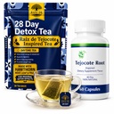60-Day Cleanse Capsules & 28-Day Herbal Detox Tea | Complete Cleanse System | Raiz de Tejocote Style Cleanse Duo | 28-Day Tejocote Style Tea + 60-Day Capsules | Bypass Select