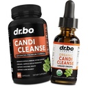 Candi Cleanse Supplément de soutien Pills & Drops - Huile d'Origan Organique Drops Liquid & Black Walnut Wormwood - Extra Strength Natural Oral Gut Cleanser Detox Health Supplements & Caprylic Acid Capsules