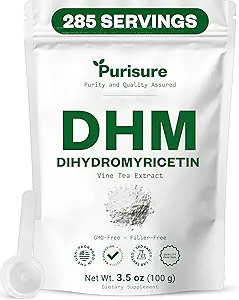 Poudre de dihydromyricétine purisure, 100g, suppléments 100% purs DHM, soutien du foie et bien-être général, supplément DHM de qualité supérieure, poudre de dihydromyricétine (DHM) pour sorties de nuit sans souci