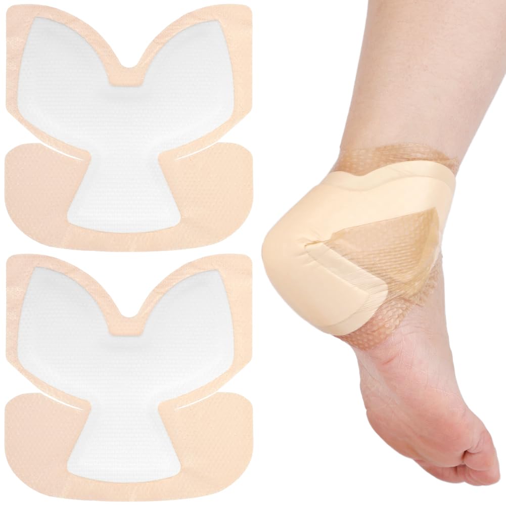 Silicone Heel Bordered Foam Dressing Waterproof Absorbent Wounds Bandages Pressure Sore Adhesive Border Protector for Cracked Heels/Ankle/Elbow Bedsore Ulcer 8"x8" Pack of 3