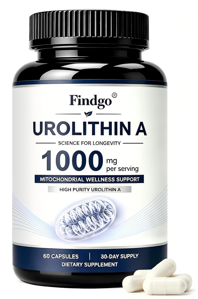 Urolithin A 1000mg Capsules, Urolithin A Supplement for Mitochondrial Wellness, Cellular Energy, Muscle Function, Daily Vitality & Healthy Aging Support, Vegan Non-GMO, Gluten Free, 30-Day Supply