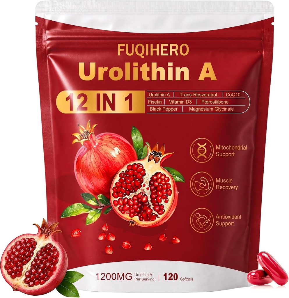ANEW 12-in-1 Urolithin A Supplement with Ubiquinol Natural Antioxidant, 120 CT | with Trans-Resveratrol, Fisetin, Daily Cellular Wellness & Mitochondrial Support,Reduce Muscle Loss,2-Month Supply