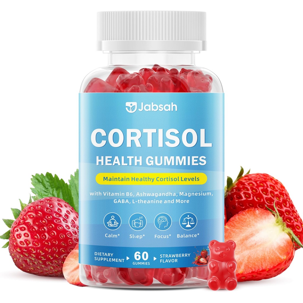 Cortisol Supplements for Women & Men, 8-in-1 High Cortisol Reducer | with Ashwagandha, Magnesium, L-Theanine, Cortisol Gummies for Relaxation, Focus & Balance Support, Sugar Free, 60 Count
