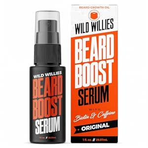 Wild Willies Beard Growth Serum voor mannen - natuurlijke baard Serum met biotine, cafeïne en essentiële baardolie voor voller, dikker gezicht haarverbeteraar - dagelijkse verzorging, voeding & hydrateren gezichtshaar