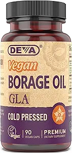 DEVA Vitamines végétales, huile de bore 500mg, source d'acide gras oméga-6 GLA (acide linolénique gamma), pressé et non raffiné à froid, 90 comprimés 1-pack