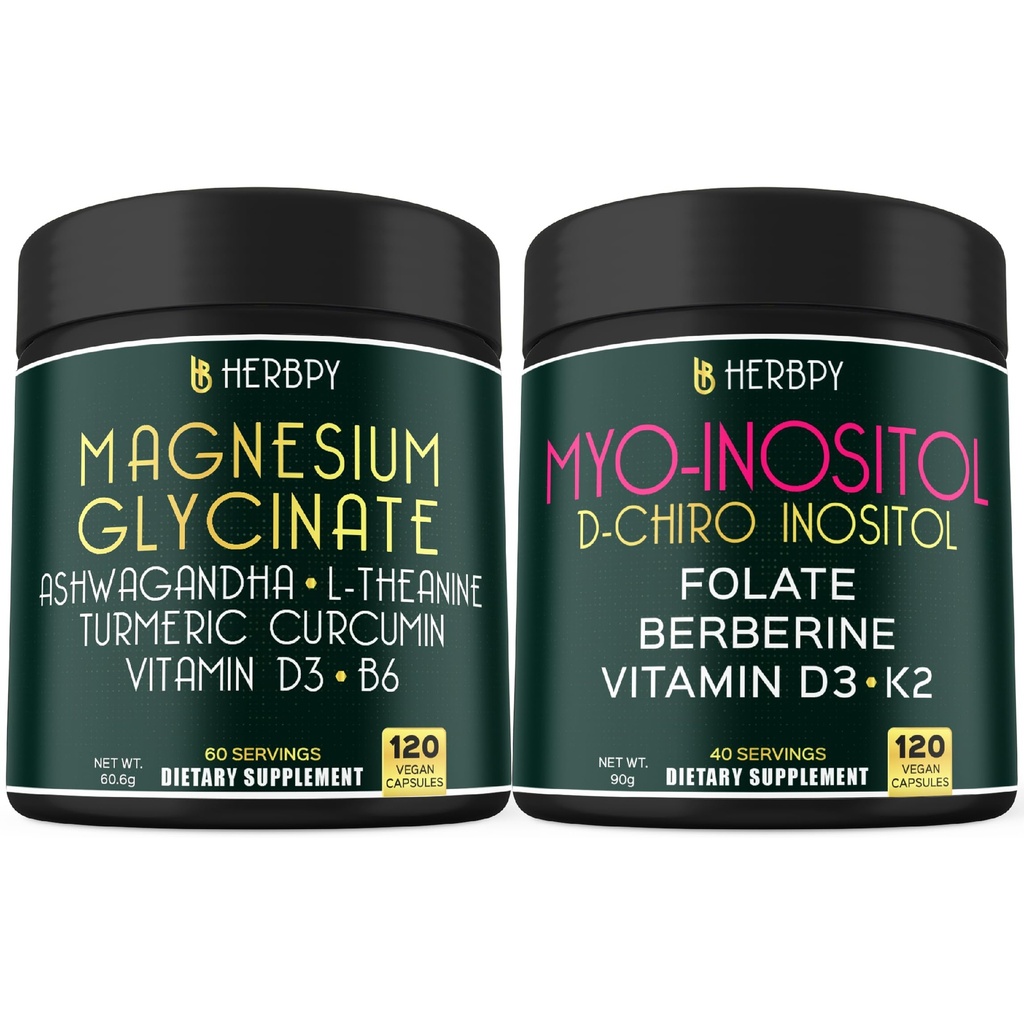 Herbpy Bundle 6in1 Magnesium Glycinate Supplement & Myo-inositol Supplement