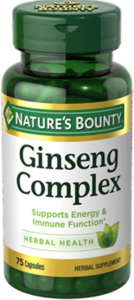 Nature's Bounty Ginseng Complex Herbal Health Capsules 75 ea (verpakking van 5)