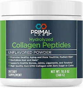 Primal Health Hydrolysed Collagen Peptides - Mélange multicollagène - favorise la santé des cheveux, des ongles, de la peau et des articulations - Non-OGM & Keto Friendly - Poudre de protéines non aromatisée - 30 portions