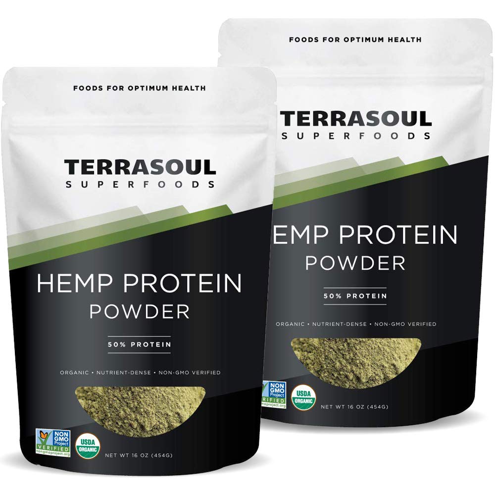 Terrasoul Superfoods Poudre de protéines de chanvre biologique (50% de protéines), 2 livres