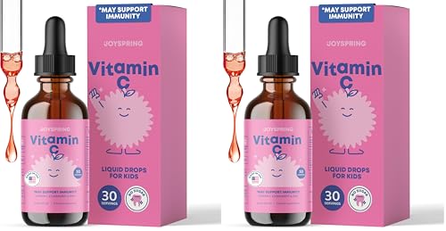 JoySpring Vitamin C and Zinc for Kids, Elderberry Liquid Supplement | Alcohol-Free Toddler Vitamin C | 3+ Years | (2 fl oz) 30 Servings (Pack of 2)