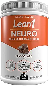 Lean1 Neuro Chocolat, boisson d'énergie mentale, 15 baignoire de service par Nutrition53