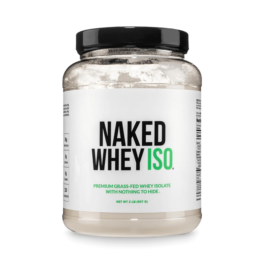 NAKED Wei Isolaat Proteïne - Slechts 2 ingrediënten, 30g Grass-Fed Proteïne, Zero Carb, Unflavored, Un-GMO, No Soy, Gluten-Free, No Conservatives - 28 Servers