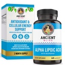 Ancient Bliss Alpha Lipoïnezuur Supplement, Antioxidant en Energie Ondersteuning, ALA Supplement met Bioperine, Geen Gluten en Soja, 600 mg per portie, 60 Vegan Capsules