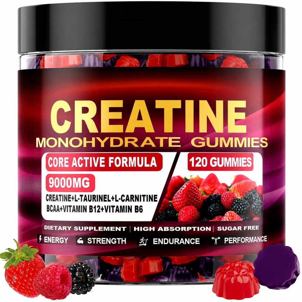 Creatine Monohydrate Gummies, BCAA, Beta-Alanine, Mixed Flavors - 120 Count