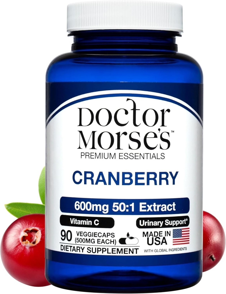 Pilules de supplément de canneberge pour les femmes et les hommes, 30000mg de force, soutien urinaire avec vitamine C, fabriqué dans un établissement certifié FDA, NSF, soutien sanitaire global, 90 capsules