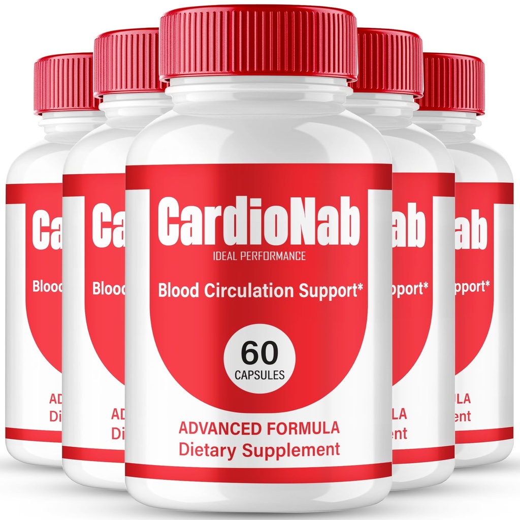 CardioNab Capsules, Official Cardio Nab Blood Support Supplement Pills - Maximum Strength, All Natural Healthy Circulation & Stable Levels, Advanced CardioNab Health Support Reviews (5 Pack)