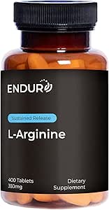 Endur L-Arginine, supplément de flux sanguin sain et de fonction cardiaque, soutient la performance de l'exercice et la santé immunitaire, sans gluten, 350mg (400 comprimés)