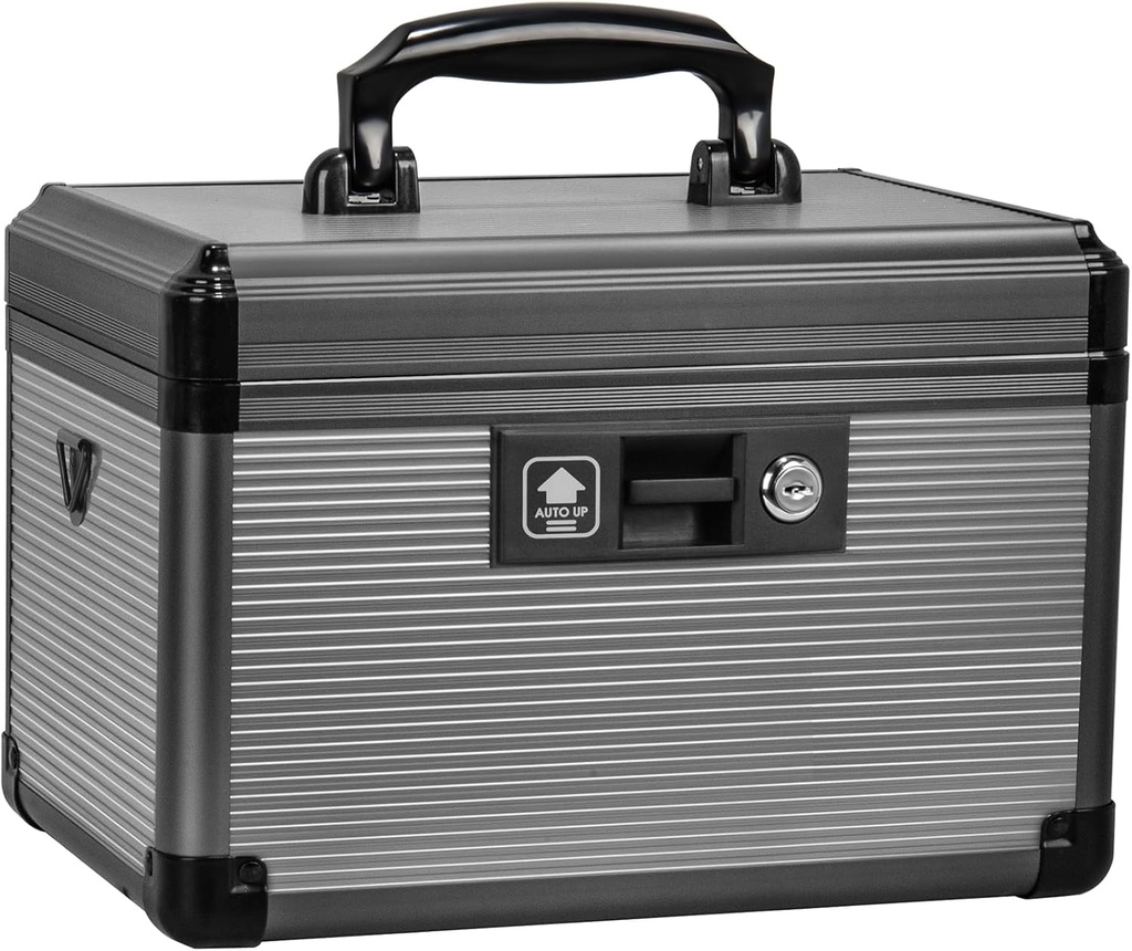 Medicine Lock Box met sleutel, Alluminum Alloy Box voor medicatie,Eerste hulp Box met een verwijderbare tray om geneesmiddelen en pillen voor thuis, zwart 12 * 7,68 * 7,87 Inch