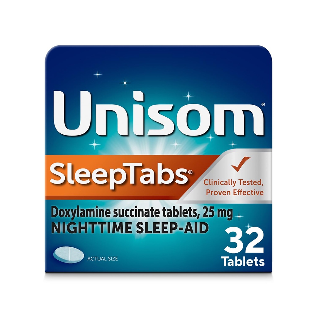 Unisom SleepTabs, Aide au sommeil de nuit, Doxylamine Succinate, 32 comprimés