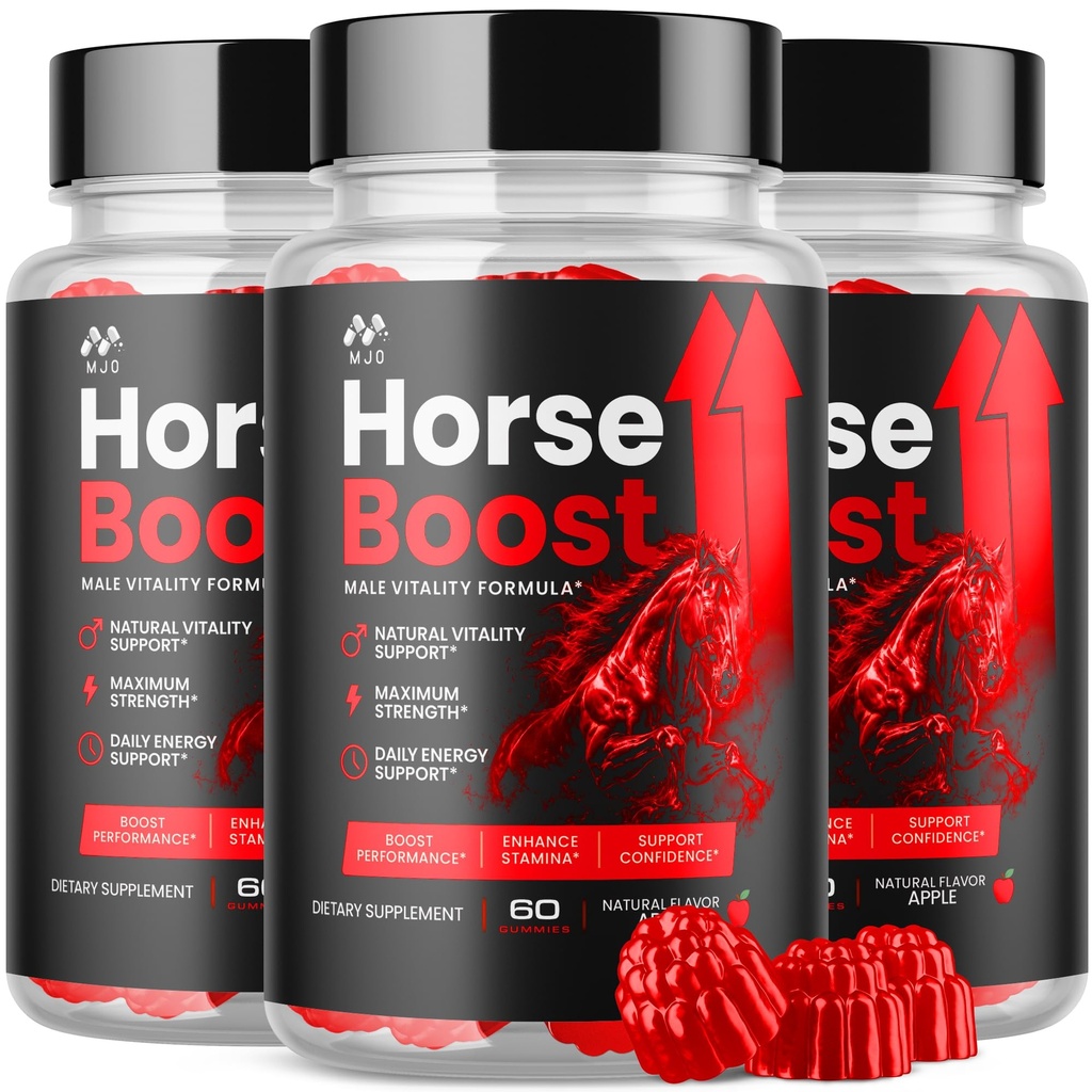 (3 Pack) Horse Boost Gummies for Men, Supplement Formula (180 Gummies)