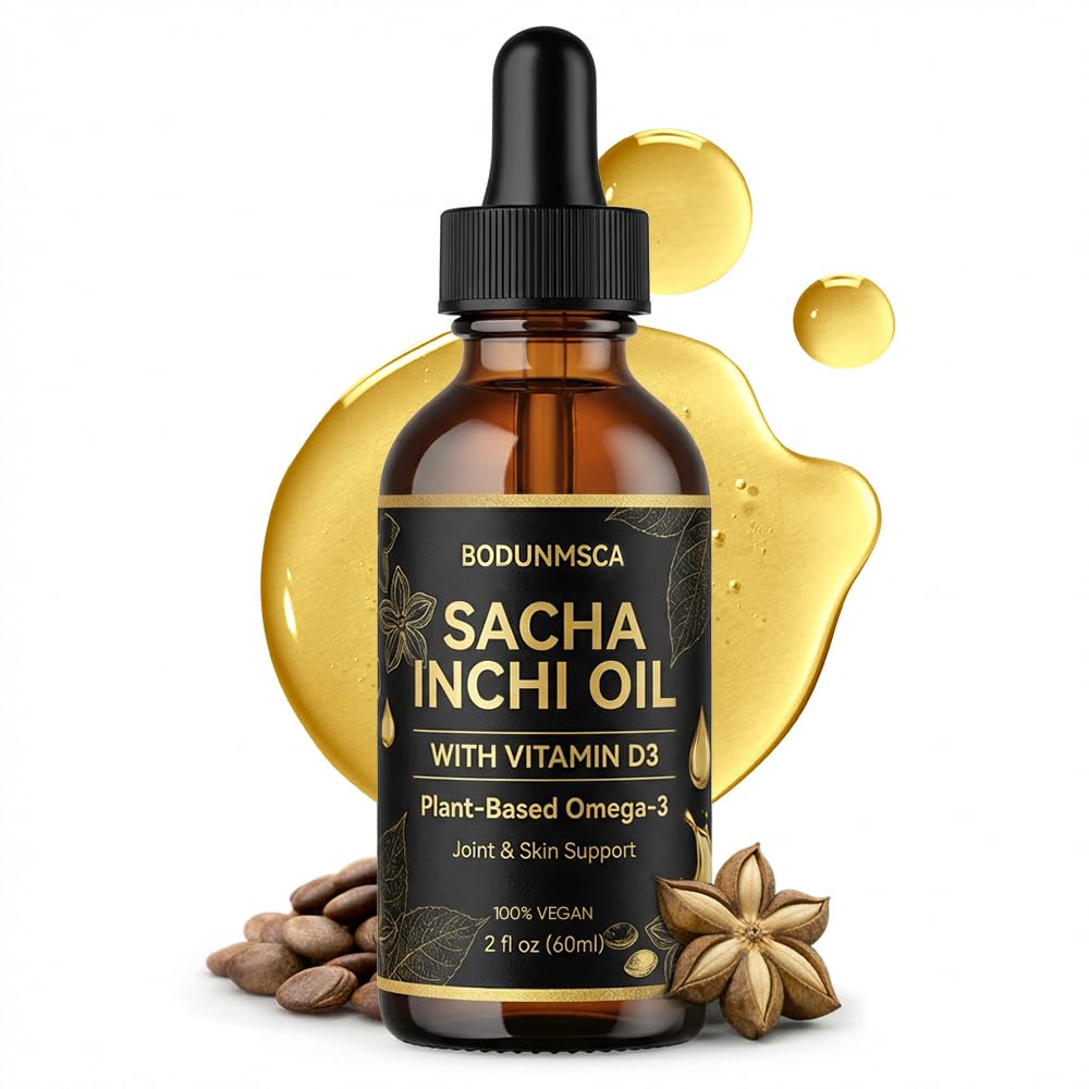 Sacha Inchi Oil, Organic Sacha Inchi Oil Drops – Cold-Pressed Plant-Based Omega 3-6-9 & Vitamin E for Skin, Joints & Daily Wellness, 2 oz Liquid Supplement(1PCS)