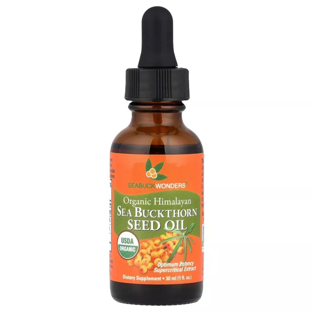 SeabuckWonders Sea Buckthorn Seed Oil,100% Certified Biologische, 1 FL OZ