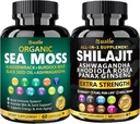 Sea Moss & Shilajit Capsules Bundle – All-in-One Energy, Focus & Stress Relief Supplement – Irish Sea Moss with Ashwagandha, Black Seed Oil – Shilajit with Ginseng, Cordyceps – 120 Capsules (2 Pack)