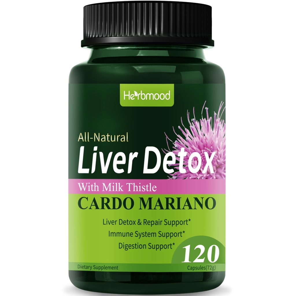 Silymarin Lait Thistle Foie Détox Capsules pour Foie gras, Alcachofa y Cardo Mariano con Silimarina para el Higado Graso, Liver Cleanse Detox & Repar Formula w/Artichoke Extract. 120Coût