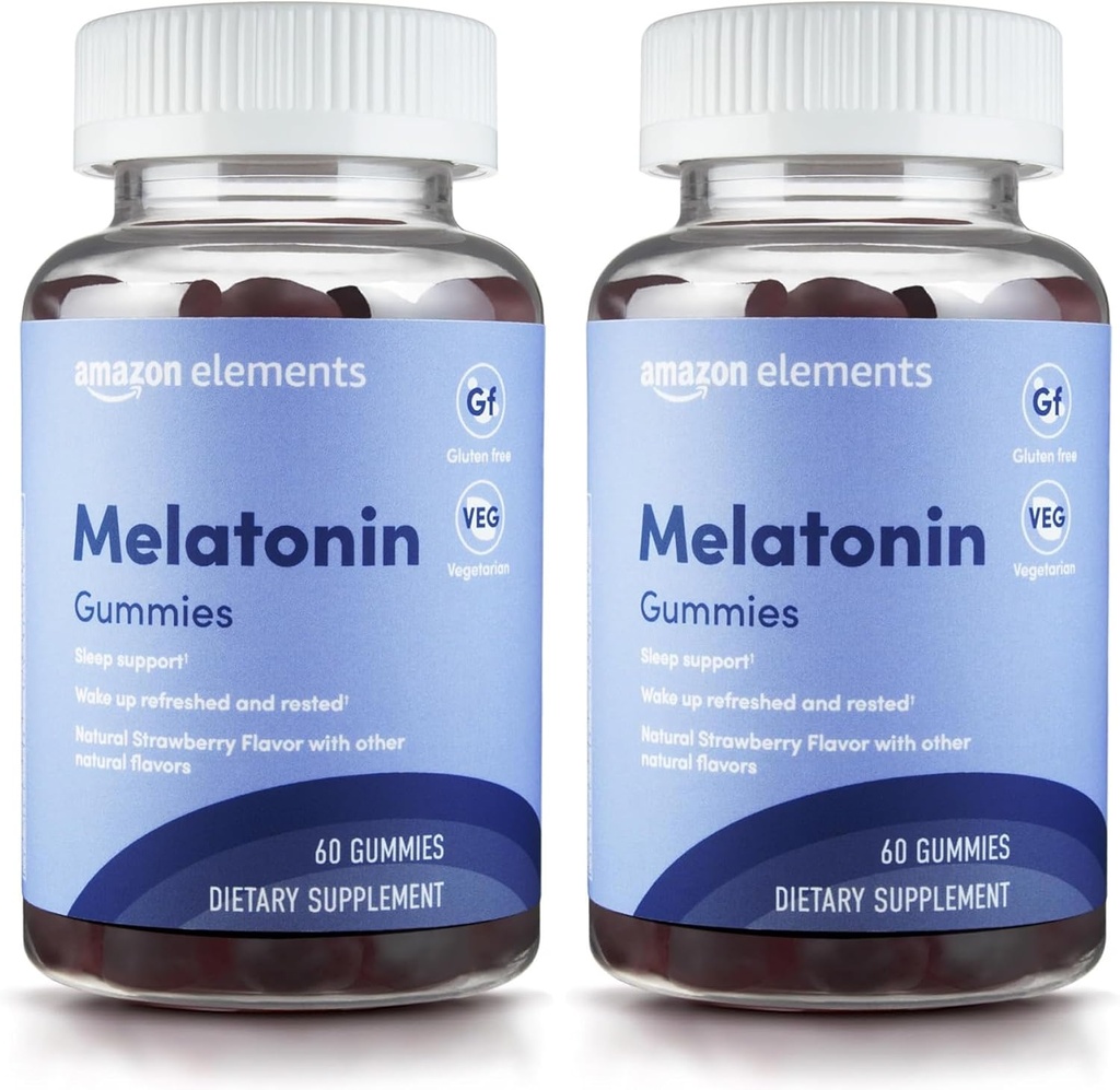 Elementen - Melatonine 10mg Gummies, Ondersteunt rustgevende slaap, aardbei, 60 Tellen (vroeger Revly) (Pack of 2)